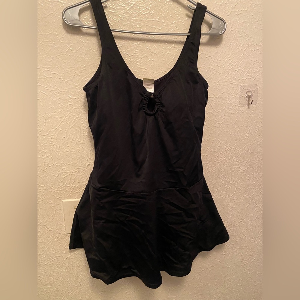 Black Sleeveless Peplum Swimsuit